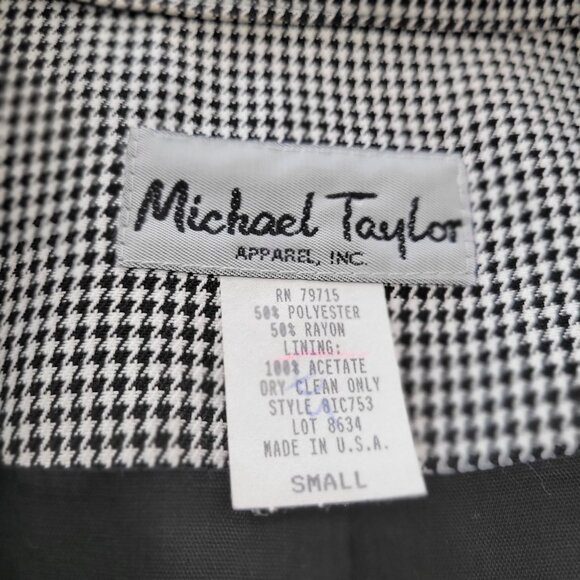 Michael Taylor Womens Houndstooth Jacket Black & White Zip Closure-S - Picture 8 of 9
